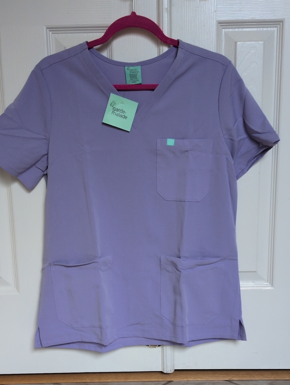 garde-malade Lavender V-Neck Short Sleeve Medical Top